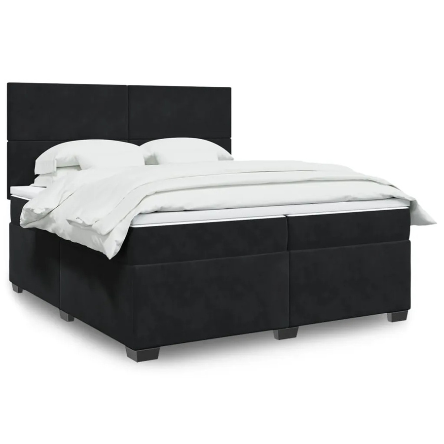 vidaXL Boxspringbett mit Matratze in Schwarz aus Samt mit USB-Ladeport und Unterbettbeleuchtung B/T: 200 x 200 cm - Bild 2