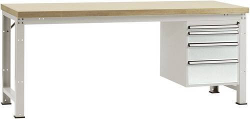 Manuflex Werkbank WP5424.7035 aus Stahl und Holz in Lichtgrau (RAL 7035), B: 180,0 cm, T: 80,0 cm, H: 70,0 cm - Bild 1