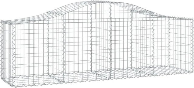 3er Set vidaXL Gabionen mit Hochbogen aus verzinktem Eisen in Silber, B/T/H: 200 x 50 x 60/80 cm - Bild 1