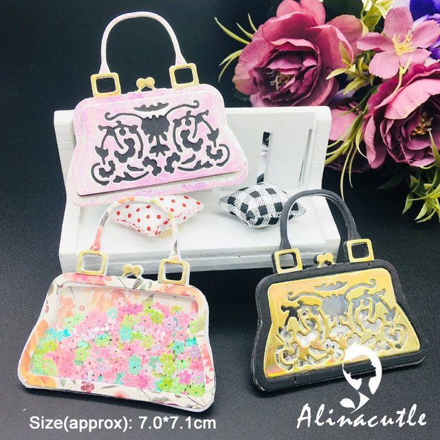 Alinacutle Metall-Stanzform in Form einer Damenhandtasche für Scrapbooking und Papierhandwerk, mehrfarbig - Bild 1