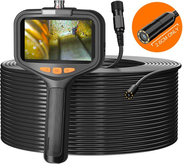 ENWOR Handheld-Endoskopkamera mit 4,3-Zoll-Bildschirm, HD1080P, starres Kabel 2–100 Meter, 8 mm/5,5 mm Objektiv, Schwarz - Bild 1