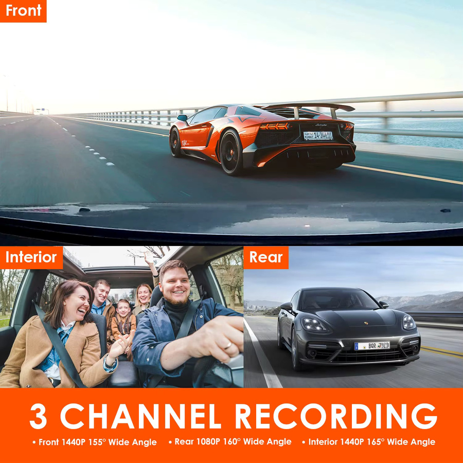 Vantrue N4 4K Dashcam 3-Kanal-System mit IR-Nachtsicht in Schwarz - Bild 4