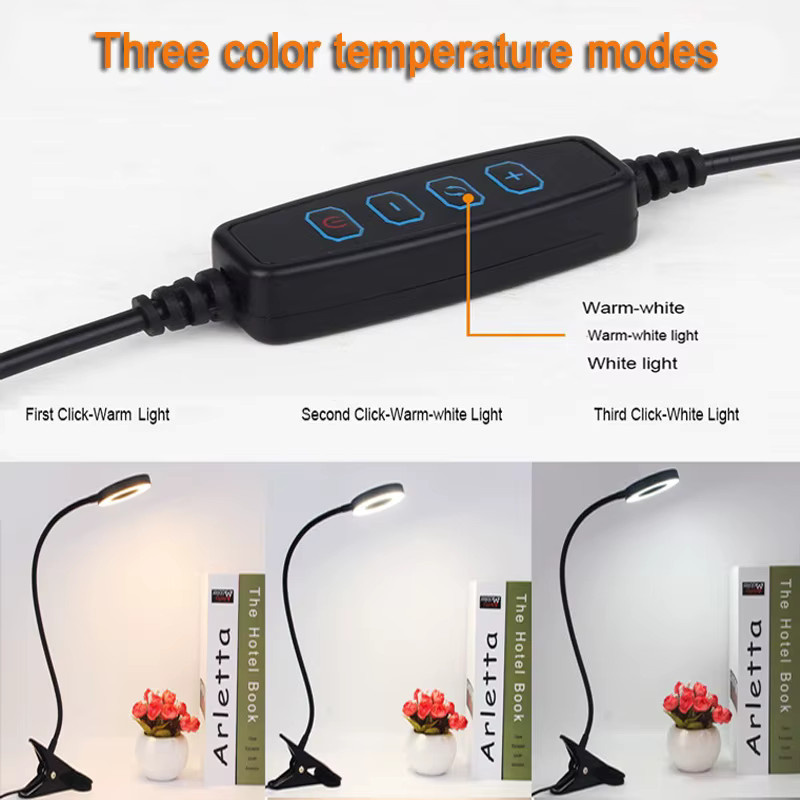 DOUWENXI Flexible LED-Ringlampe mit Schwanenhals und verstellbarer Klemme in Schwarz - Bild 4