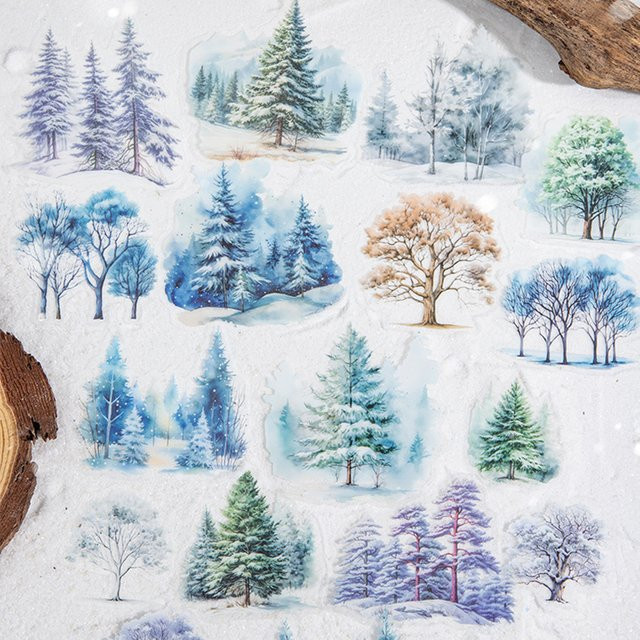 20 Stück Vintage Wald Bäume Landschaft Aufkleber in Multicolour für Journal Scrapbooking und DIY Album Dekor - Bild 1