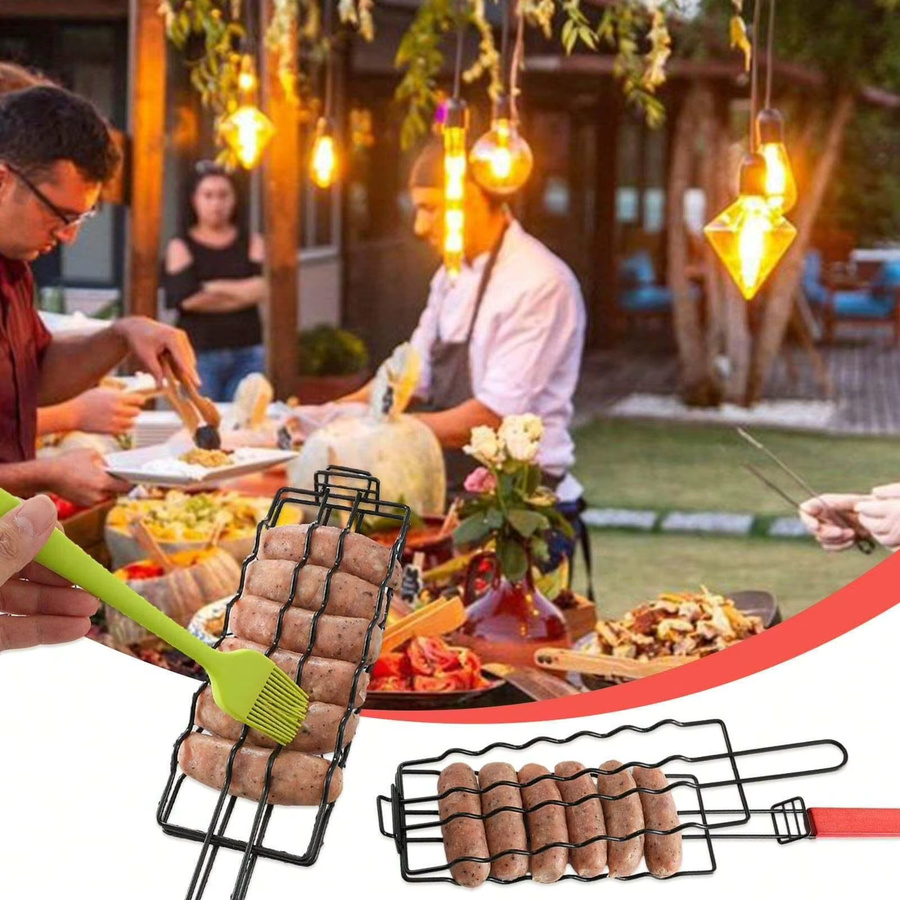 2er Set YOCITY Wurstgrillzange mit hitzebeständigem Griff und Antihaftbeschichtung in Schwarz - Bild 2