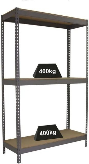 PROREGAL Schwerlastregal Wood Beast Three in Grau mit 3 Ebenen und einer Fachlast von 400 kg, H x B x T: 200 x 240 x 75 cm - Bild 1