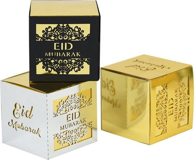 ZQNYCY Ramadan und Eid Geschenkboxen mit geometrischem Design, 10 Stück, Goldfolie, Gold - Bild 1