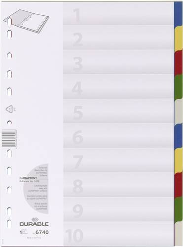 Durable Register DIN A4 aus Polypropylen Mehrfarbig mit 10 blanko Registerblättern - Bild 1