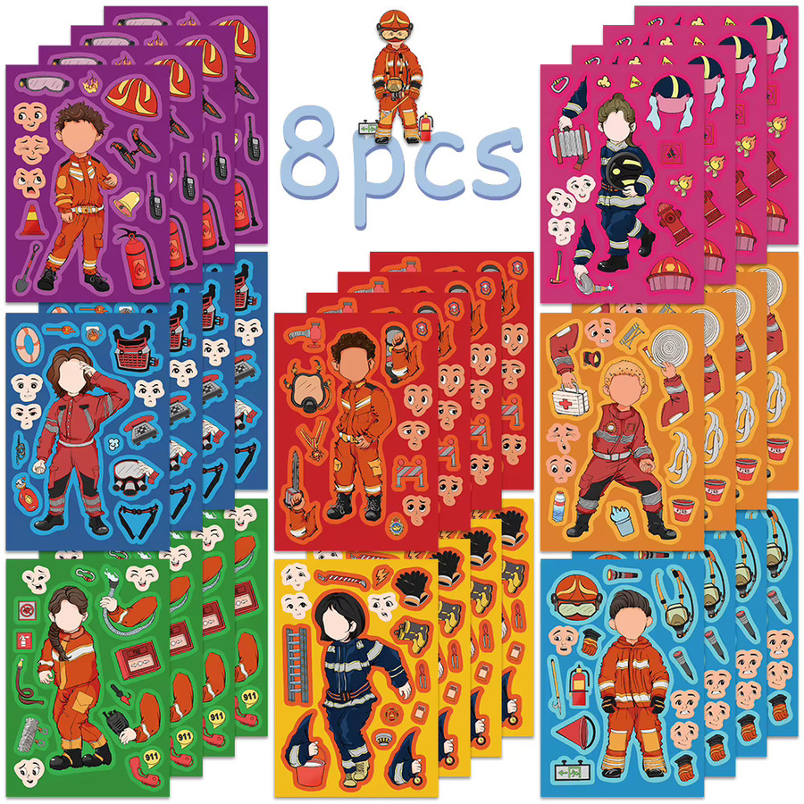 PickJoy Feuerwehrmann-Collage-Aufkleber, 8-teiliges Set, multicolor - Bild 4
