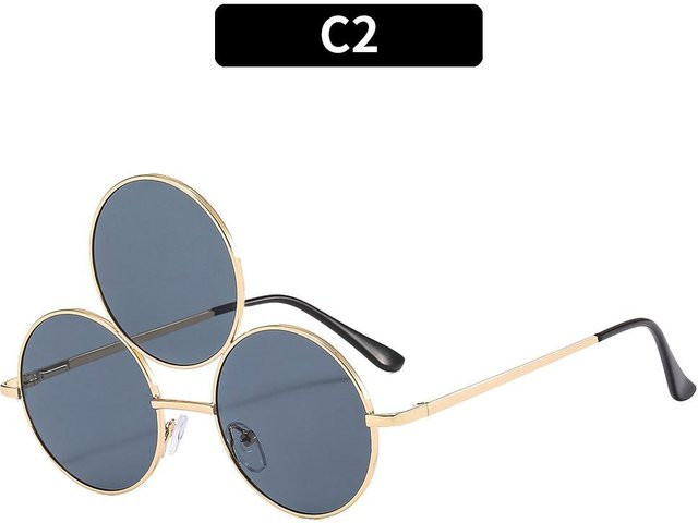 Hip Hop Punk Sonnenbrille, Kreis, Metall, Gold, Herren - Bild 1