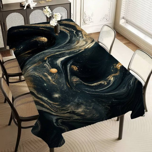 Wasserdichte Tischdecke von JMG Household Supplies in Schwarz und Gold, rechteckig, B/T: 160 x 240 cm - Bild 1