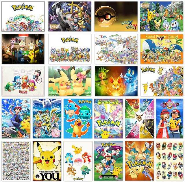 TAKARA TOMY Pokemon Wandkunst Leinwand mit Pikachu und Charizard in Multicolor im Portraitformat - Bild 1