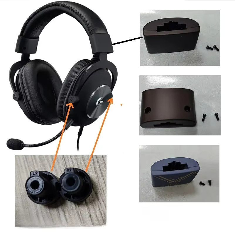 Logitech G Pro X Ersatzteil-Set mit Kunststoff-Scharnierkanälen und Ohrpolstern in Schwarz und Blau - Bild 1