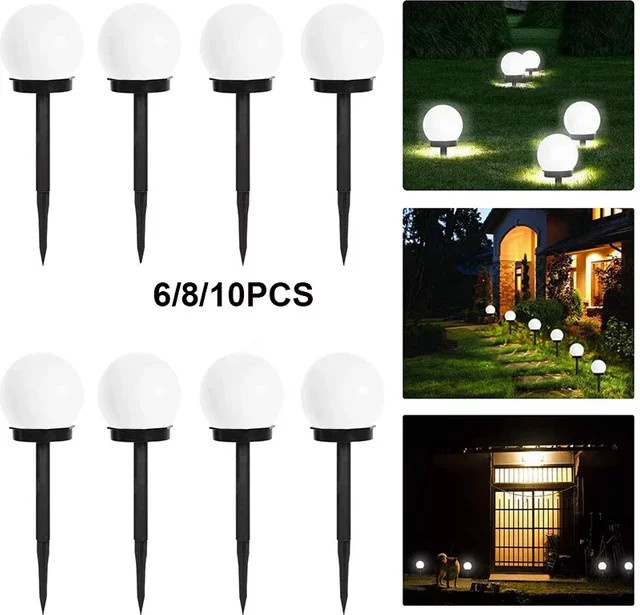 ZHIYU 6er Set Solar Gartenleuchten wasserdicht für Garten Hof Terrasse und Einfahrt in Schwarz und Weiß - Bild 1