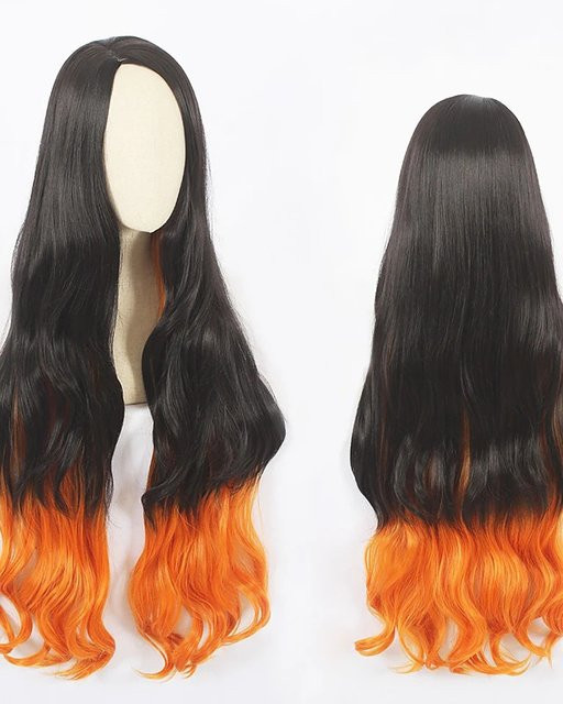 HAIRJOY Kamado Nezuko Cosplay-Perücke, Kunsthaar, lang, lockig, gewellt - Bild 1