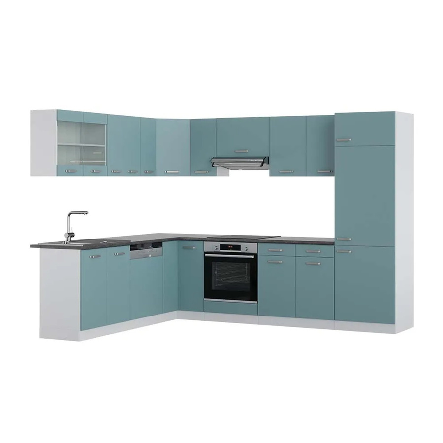 Vicco R-Line Eckküche modern in Blau-Grau, Weiß und Anthrazit, B/T/H: 227 x 287 x 207 cm - Bild 2