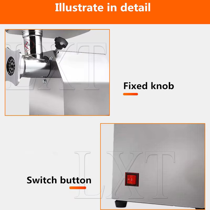 LXT Elektrischer Fleischwolf aus Edelstahl in Silber - Bild 4