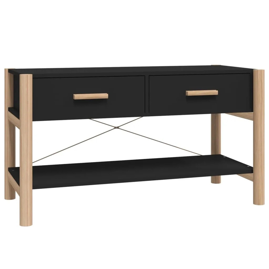 vidaXL TV-Schrank aus Holzwerkstoff in Schwarz, klassisches Design, B/T/H: 82 x 38 x 45 cm - Bild 2