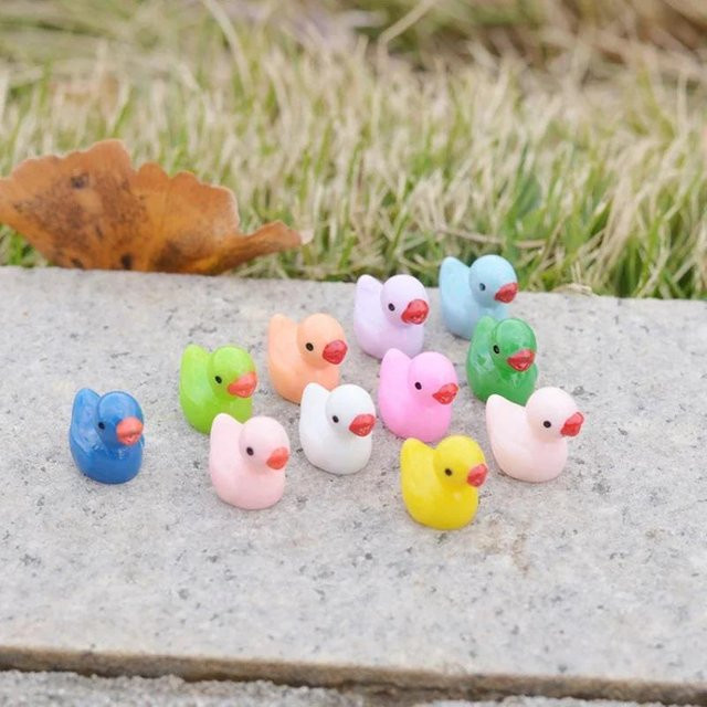 50 Stück leuchtende Mini-Entenfiguren in Weiß für Feengarten und Mikrolandschaften - Bild 1