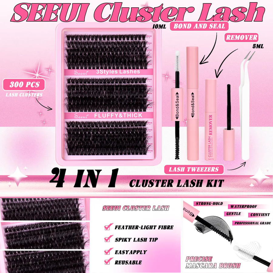 Seeui Wimpern-Cluster-Set, DIY-Wimpernverlängerungsset, Unisex - Bild 6