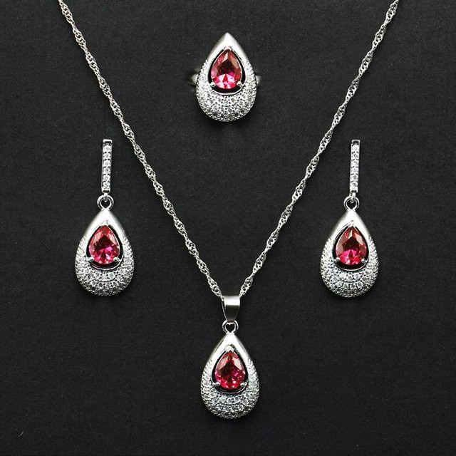 YIRAN Jewelry Schmuck-Set, Kupfer, Diamant, Zirkonia, grau, Ring Größe 10 - Bild 1