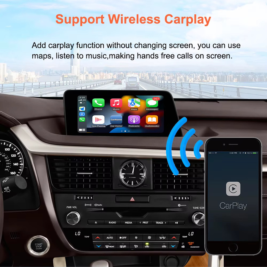 Bonroad Wireless CarPlay und Android Auto Modul für Lexus NX RX IS ES GS RC CT LS LX LC UX GX 2014-2019 mit Mirror Link und Airplay Decoder in Schwarz - Bild 2