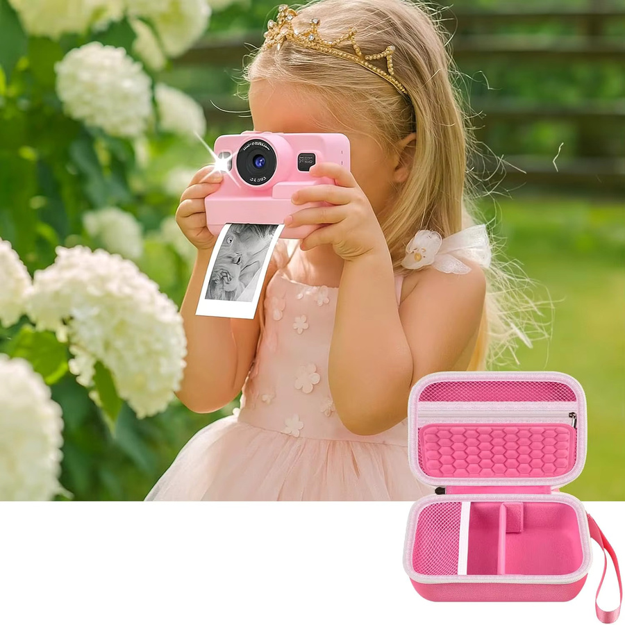 ESOXOFFORE Universelle Kinder-Digitalkameratasche in Pink inklusive 3 Rollen Druckpapier - Bild 4