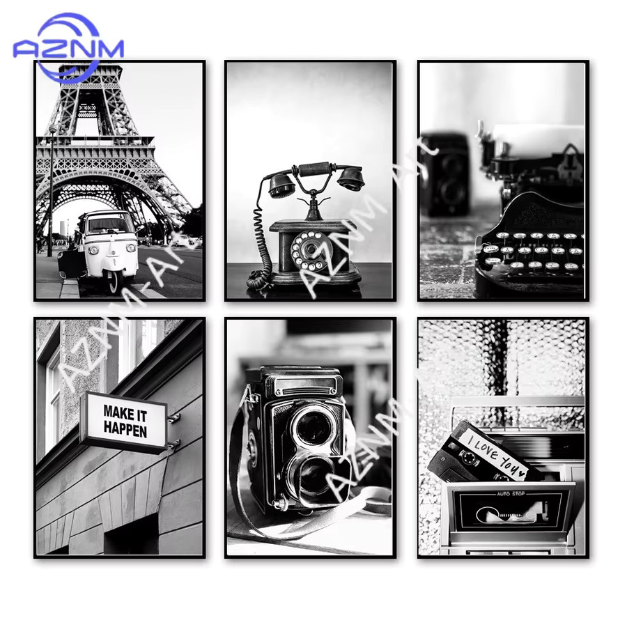 Minimalistisches Paris Fotografie-Poster von AZNM in Schwarz-Weiß zum Aufhängen - Bild 2