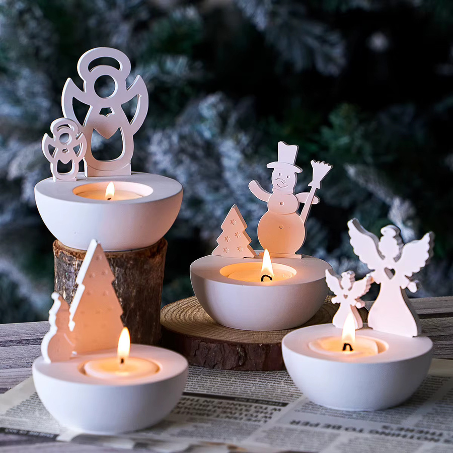 UDOCOOL Silikonform für runde Kerzenhalter und Gipsfiguren zur Weihnachtsdekoration in Weiß - Bild 3