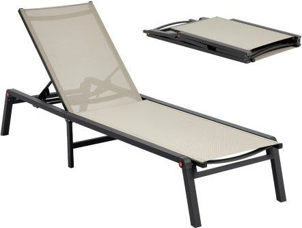 VEVOR Outdoor Chaise Lounge Chair aus Aluminiumlegierung mit Textilene-Stoff, klappbarer Sonnenliege mit 5 verstellbaren Positionen und einer Tragkraft von 181 kg für Strand, Garten und Terrasse - Bild 1