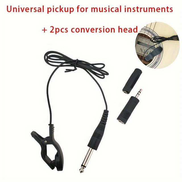 OUCEY Lavalier Piezo-Clip-on-Tonabnehmer in Schwarz für Gitarre, Mandoline, Bouzouki, Violine, Banjo und Ukulele - Bild 1