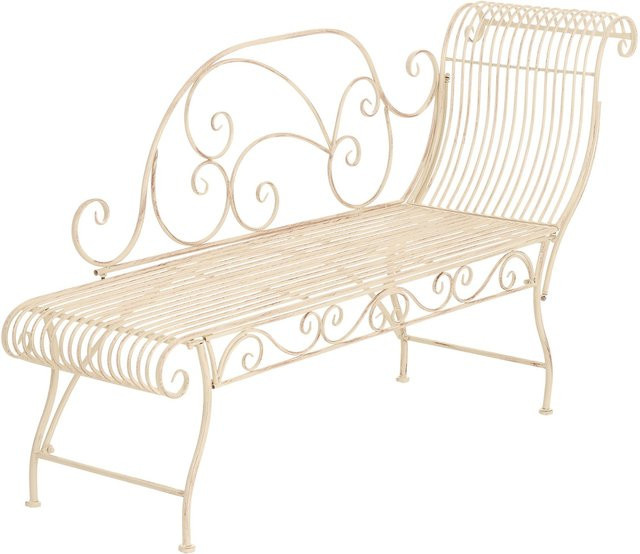 CLP Gartenbank Karma Chaiselongue im Jugendstil mit ornamentalen Verzierungen, weiße Recamiere aus Metall für Garten, Balkon und Terrasse - Bild 1