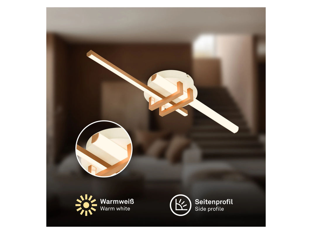 BRILONER LED Deckenleuchte mit Eckprofil in Coffee und Warm Grey aus Holz mit 18 W - Bild 4