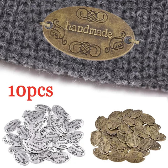 10 Stück handgefertigte Metalletiketten im Vintage-Stil für DIY-Kleidung, Hüte und Taschen als Bekleidungszubehör - Bild 1