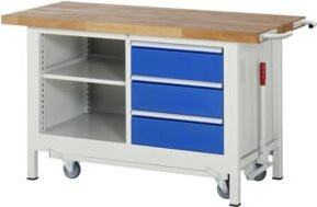 Rau Werkbank mit Fahrgestell 8462, höhenverstellbar und rollbar, 3 Schubladen, B/T/H: 150 x 70 x 88 cm - Bild 1