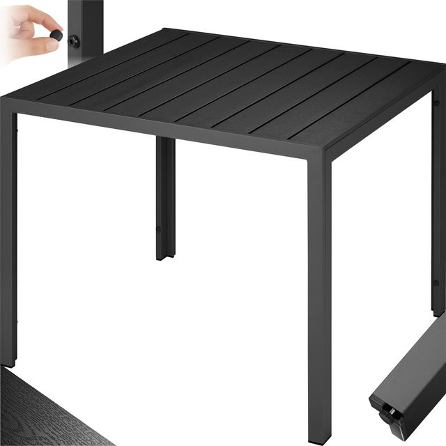 tectake Aluminium Gartentisch Maren in Holzoptik Schwarz, quadratisch, B/T/H: 90 x 90 x 74,5 cm - Bild 1