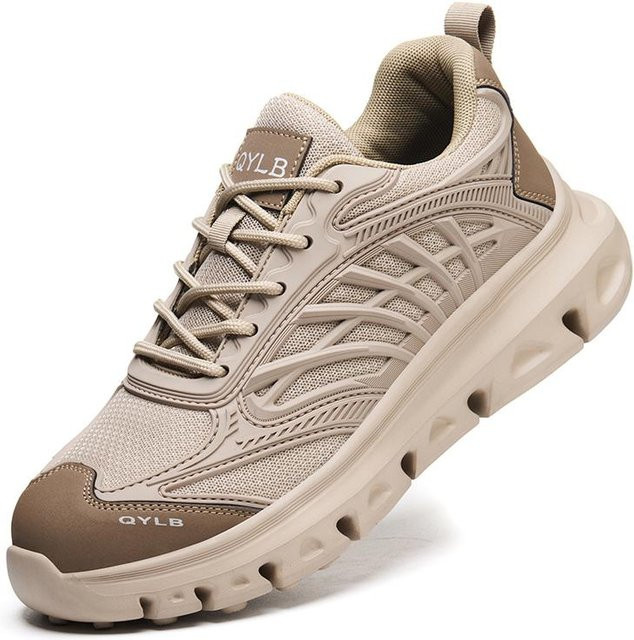 Leichte Sicherheitschuhe aus Leder für Damen und Herren, atmungsaktiv mit Stahlkappe und durchstichfester Sohle, Farbe: Beige, Größe: 36 - Bild 1