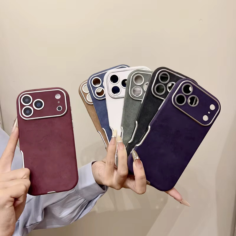 Luxuriöse Stoßfeste Handyhülle aus mattem PU-Leder für Apple iPhone 17 16 15 14 13 Pro Max Plus in Rot - Bild 1