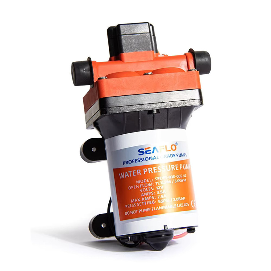 Selbstansaugende vierkammerige Membranpumpe von xmshxltd als Druckerhöhungspumpe für Wohnmobile und Yachten, 11,3 l/min, 55 PSI, 35 m Förderhöhe, DC12 V/DC24 V - Bild 3