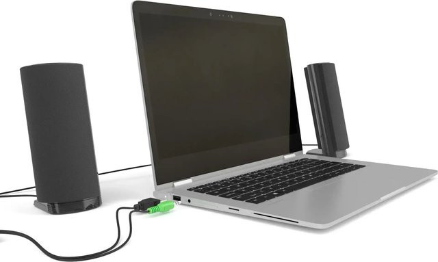 Hama PC-Lautsprecher E 80 Aktiv in Schwarz mit 3,5 mm Klinke und USB-C - Bild 1