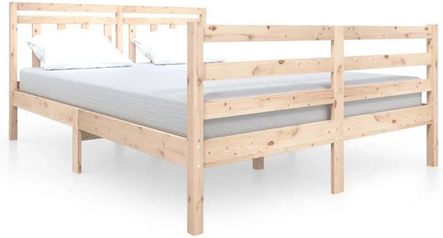 vidaXL Massivholzbett aus Kiefernholz in Braun, B/T/H: 140 x 190 x 146 cm - Bild 1