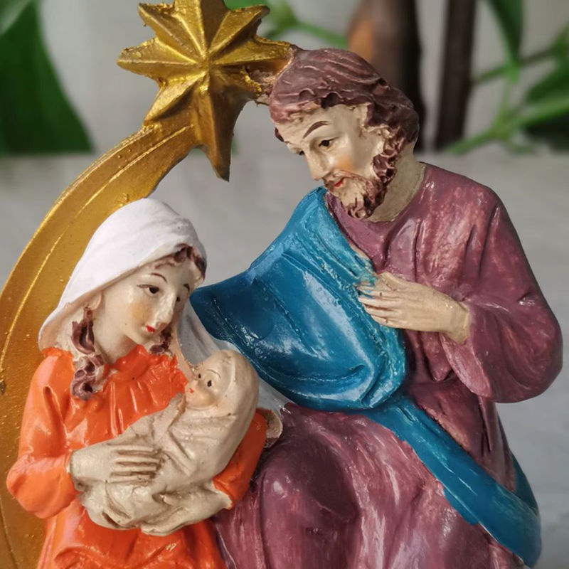 Kesoto Krippe Figurenset mit Baby Jesus aus Kunstharz, mehrfarbig, klassische Weihnachtsdekoration - Bild 4