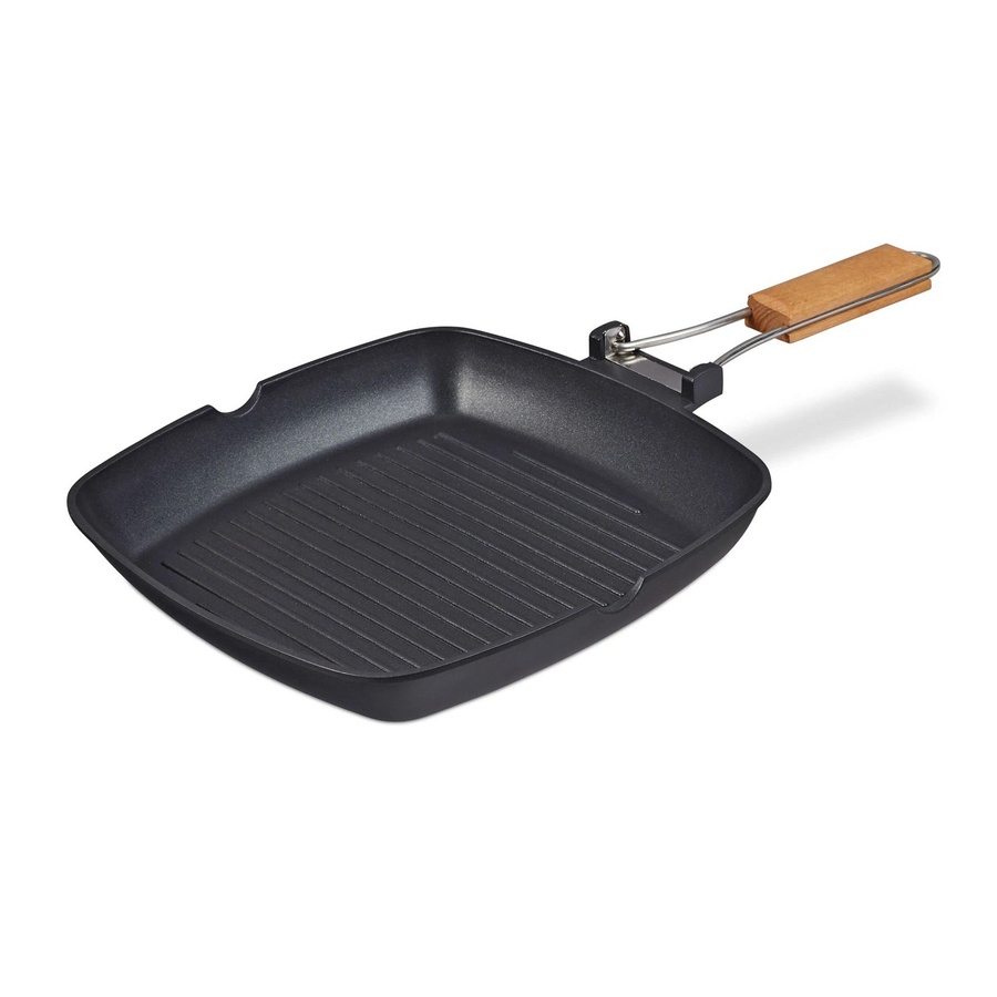 Relaxdays Grillpfanne aus Aluminium mit Holzgriff in Schwarz und Braun, Antihaftbeschichtung, induktionsgeeignet, B: 50 cm, T: 29 cm, H: 6 cm - Bild 2