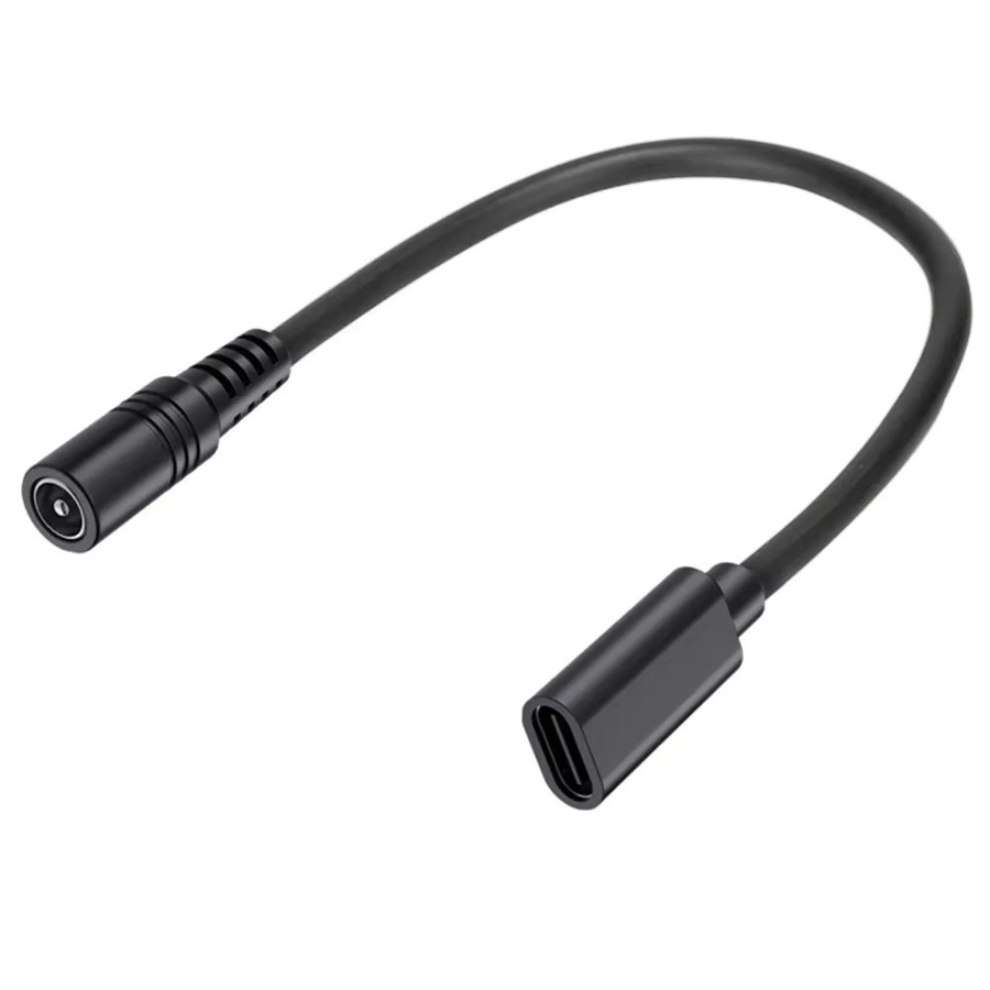 BSN Stromverlängerungskabel mit USB-C-Buchse und 5,5 x 2,1 mm Stecker, Ladeadapterkabel für 5–24 V, Schwarz - Bild 2