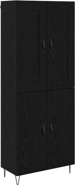 vidaXL Highboard in Schwarz und Eichen-Optik mit Schranktüren und Regalfächern, B/T/H: 69,5 x 34,0 x 180,0 cm - Bild 1