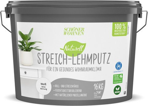 Schöner Wohnen Farbe Putz Naturell Streich-Lehmputz, weiß, 8,0 kg - Bild 1