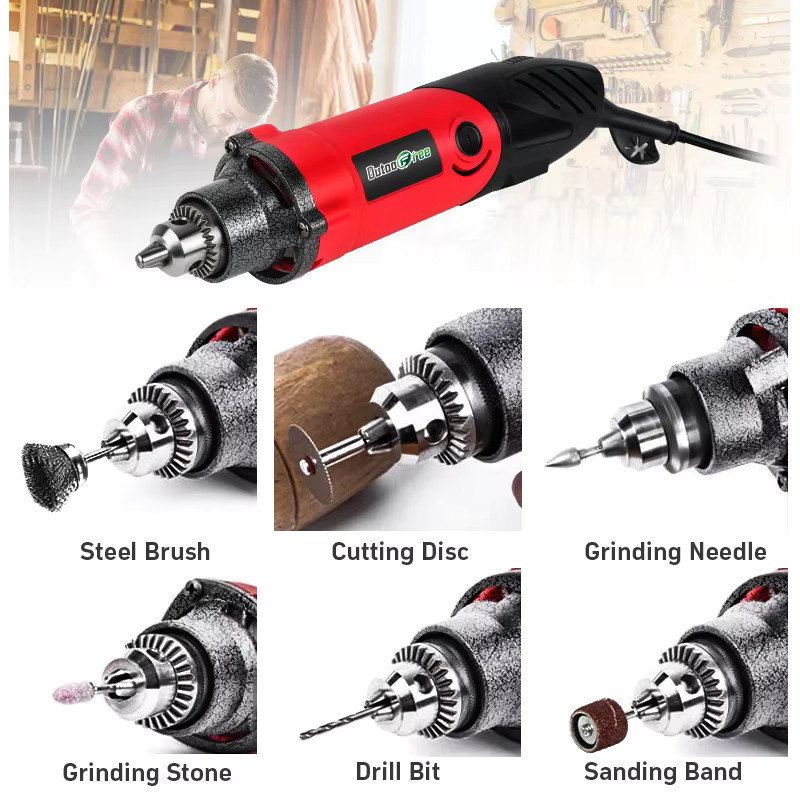 Dremel Elektrisches Rotationswerkzeug-Set 240W Graviermaschine und Schleifer in Rot mit 6 Gängen - Bild 3
