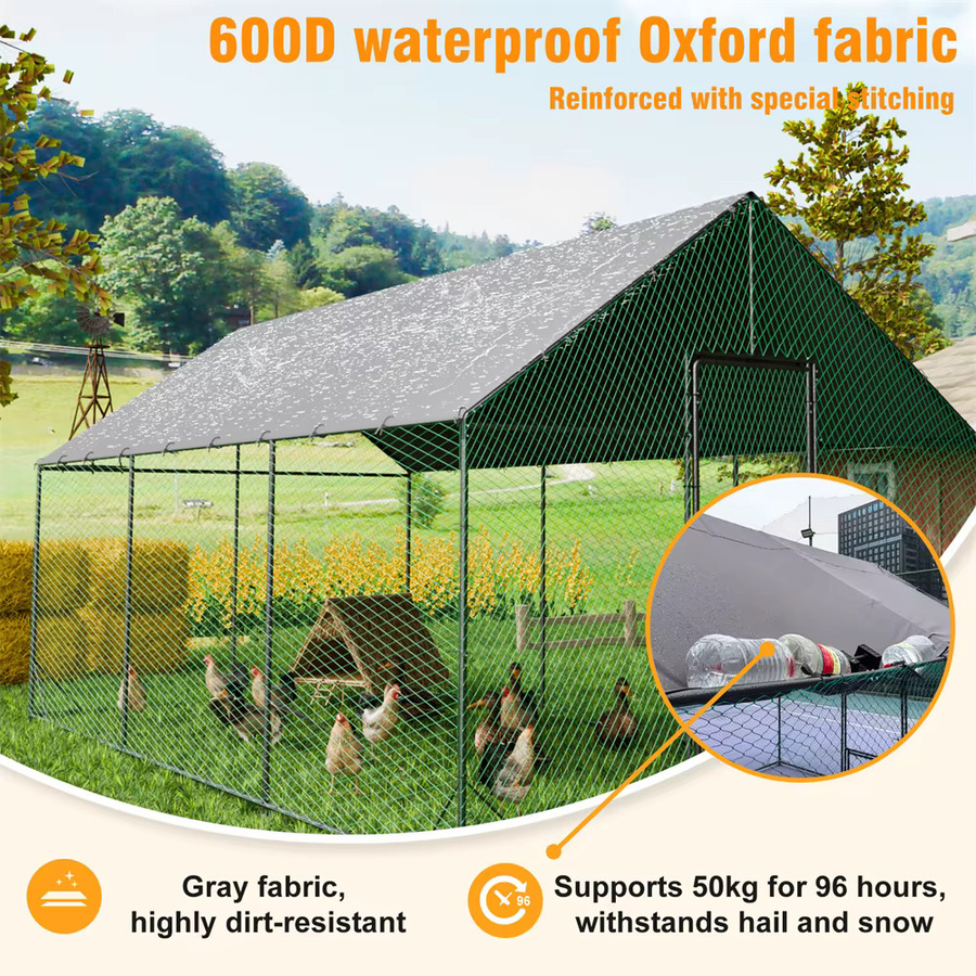 BORWART Outdoor-Hühnerstall mit großem Metall-Hühnerauslauf und wasserdichter Abdeckung - Bild 5