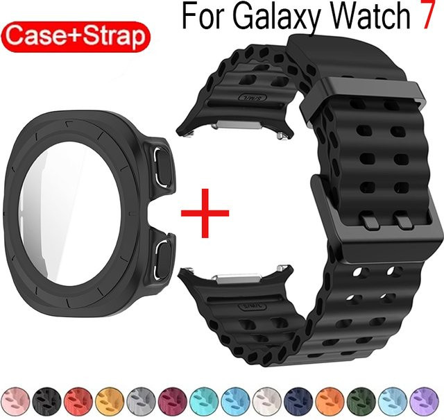 CAOWTAN Uhrenarmband und Bandschutzhülle, Silikon, Schwarz, Samsung Galaxy Watch Ultra 47 mm - Bild 1