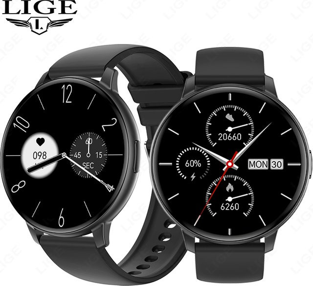 LIGE Smartwatch für Herren in Schwarz mit Bluetooth-Anruffunktion, Herzfrequenzmesser und IP67 Wasserdichtigkeit - Bild 1